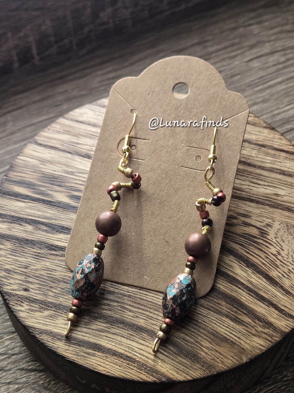 Handmade Brown and Turquoise Boho Dangle Earrings